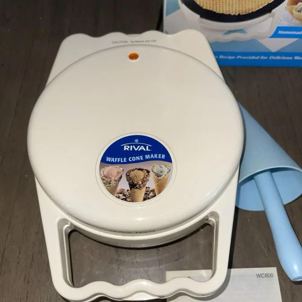 Rival Waffle Cone Maker Model WC800 01 WT White w/ Cone Roller